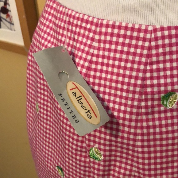 Vintage TALBOTS size 12 P STRETCH Gingham Pink White Plaid
Embroidered LIME NEW - Picture 13 of 15